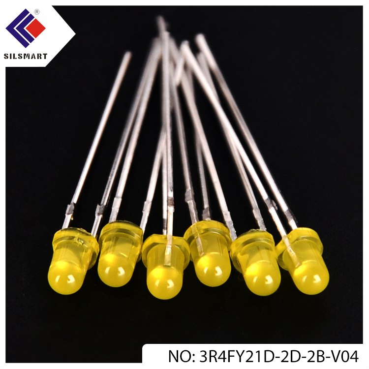电子应用类-LED直插灯珠 3mm圆形有边长脚黄发黄