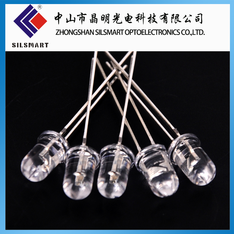 电子应用类-LED直插灯珠 5mm圆形有边长脚白发黄光