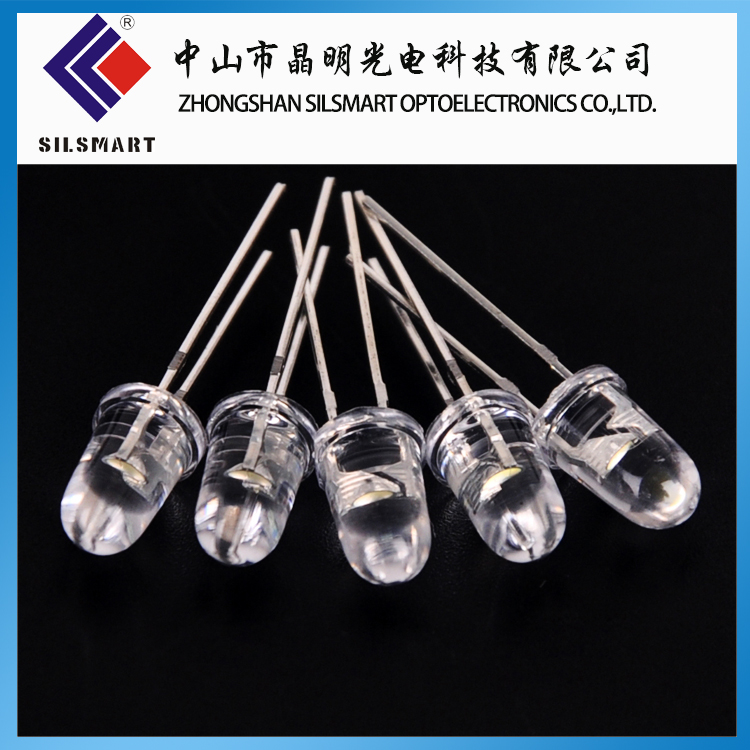 电子应用类-LED直插灯珠 5mm子弹头形短脚白发白光