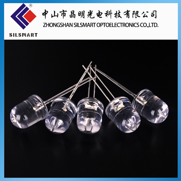 电子应用类-LED直插灯珠 10mm圆形长脚白发白光